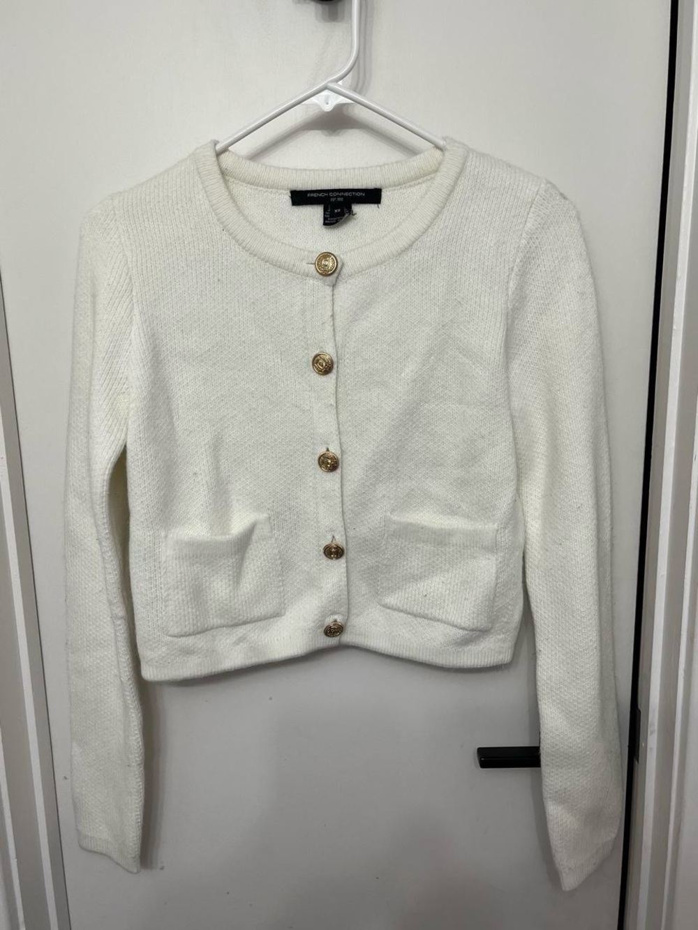 French Connection Cream Knit Button-Front Women's Cardigan